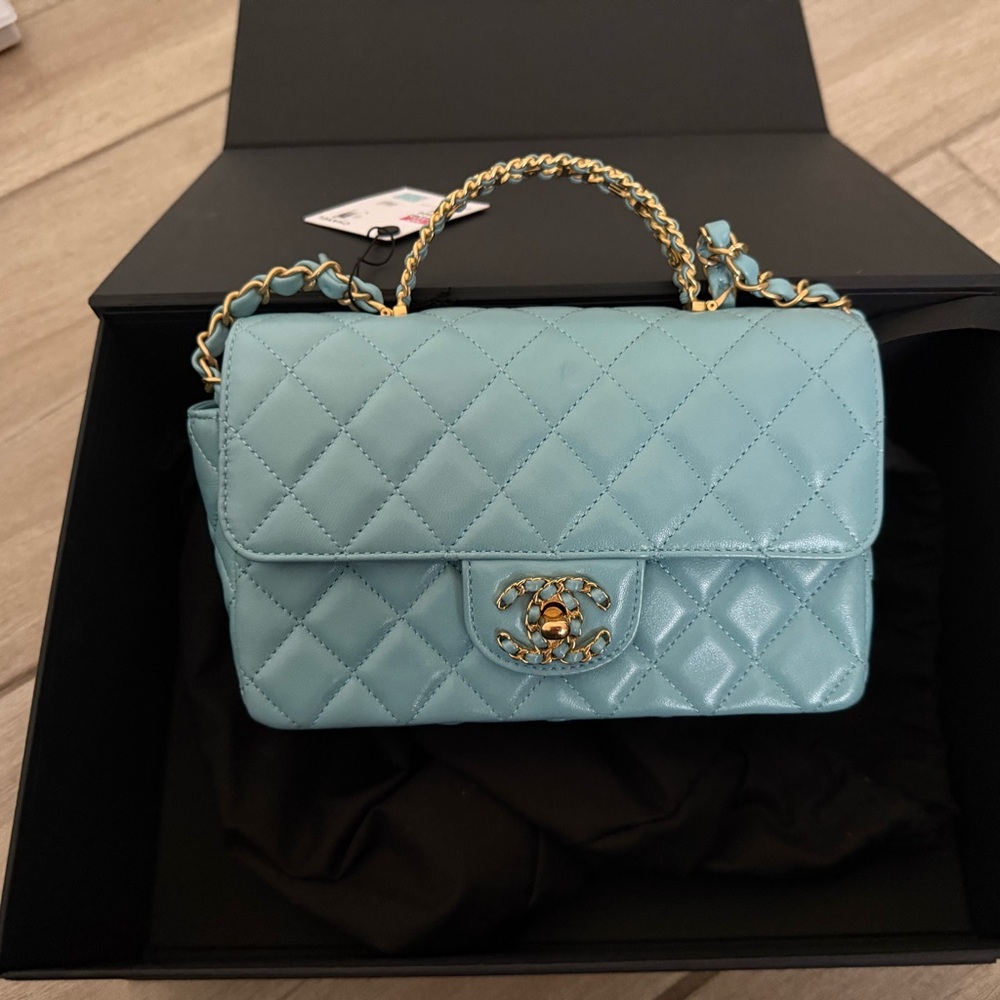 Chanel Light Blue Quilted Shoulder Bag